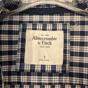 Abercrombie & Fitch Navy and White Check Cotton Button Down Shirt Size S
